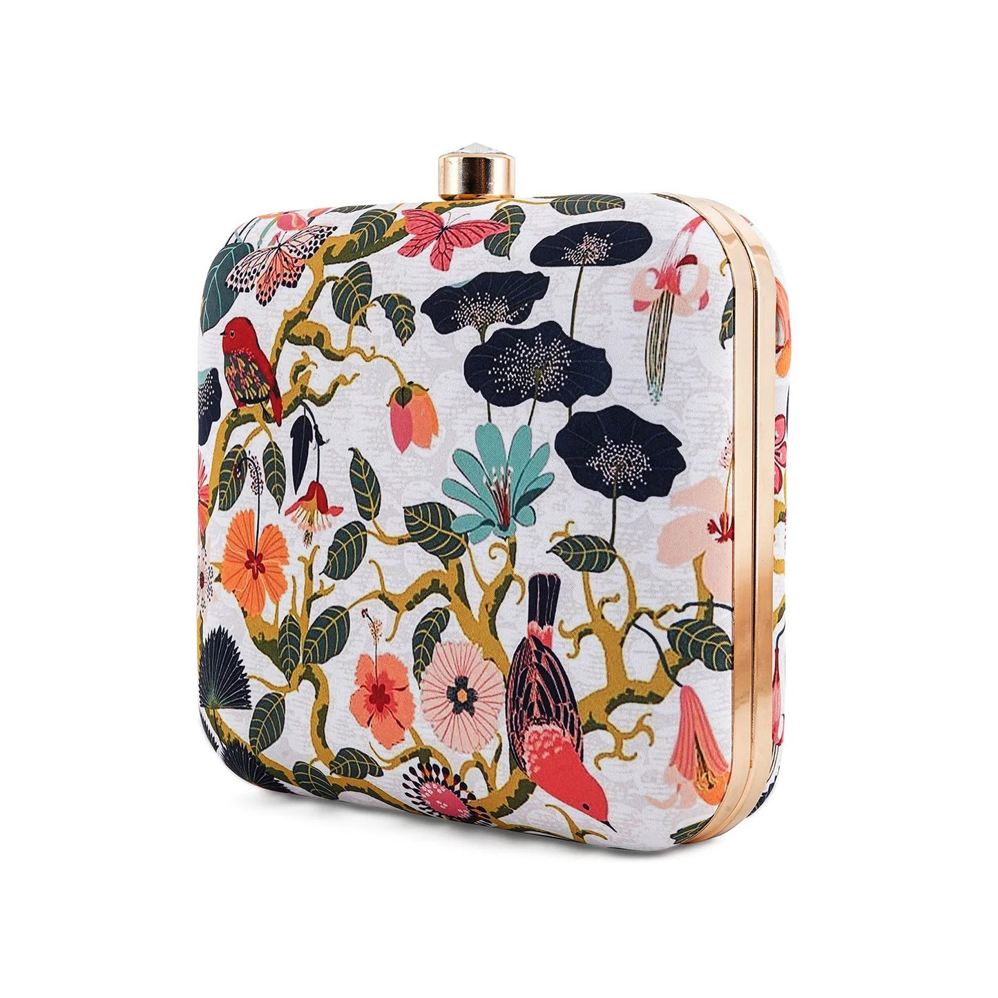 Multicolored Floral Printed Clutch