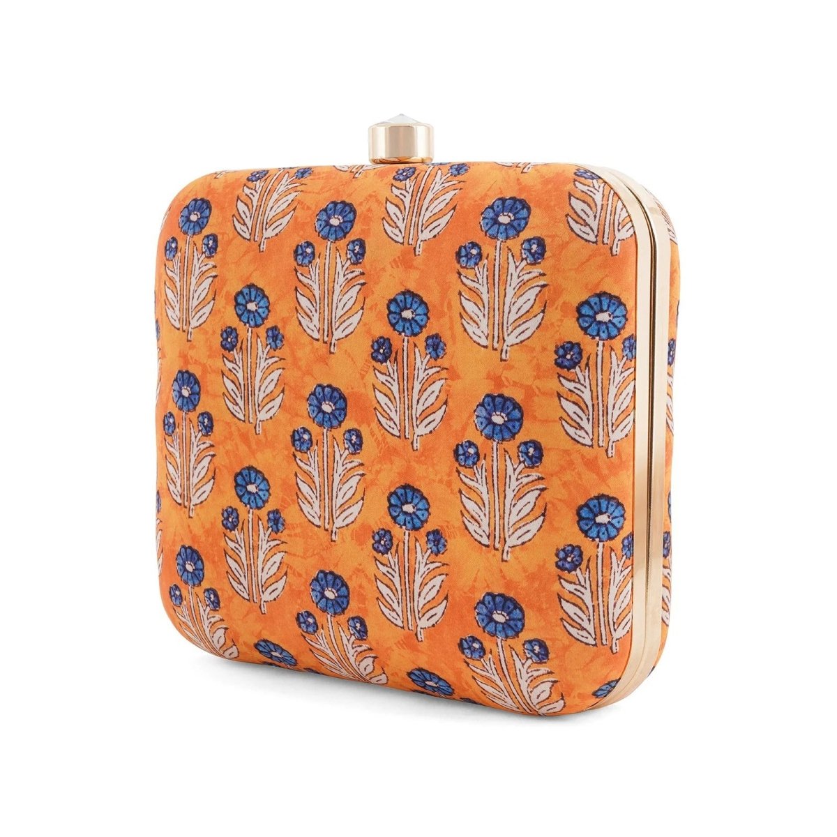 Blue Floral Printed Clutch