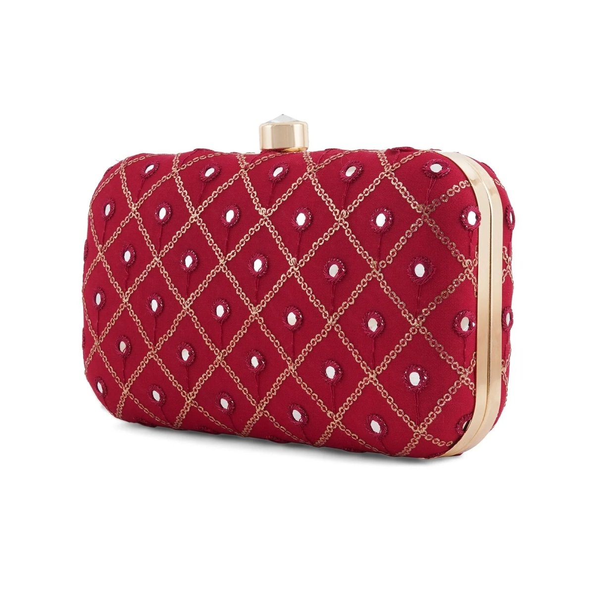 Wine Embroidered Clutch