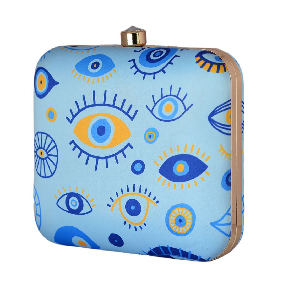 Multi Blue Evil Eye Printed Clutch