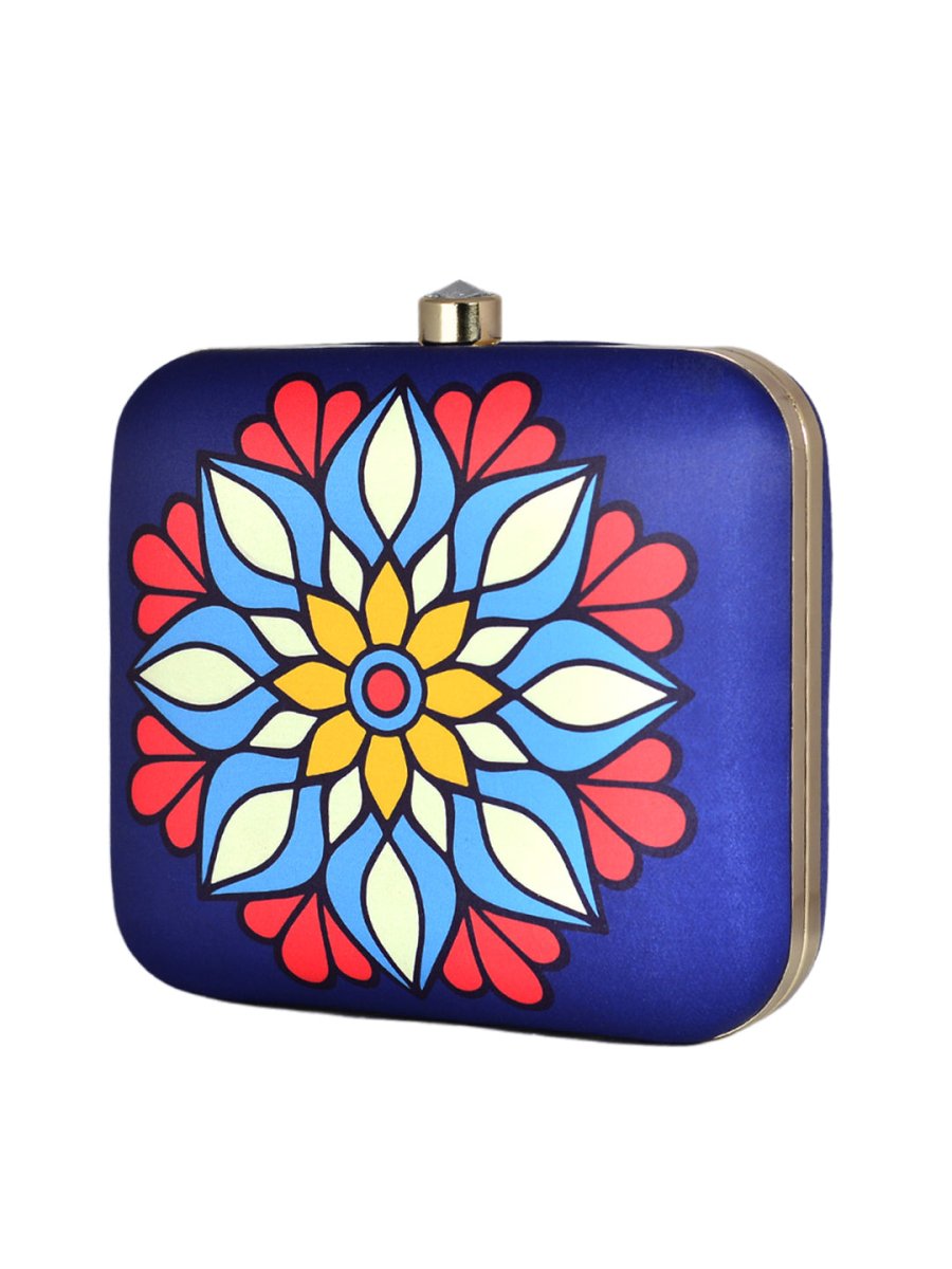 Artklim Dark Blue Mandala Printed Clutch