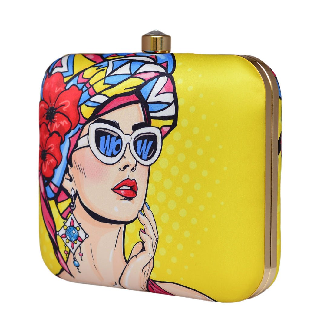 Pop Art Woman Printed Clutch