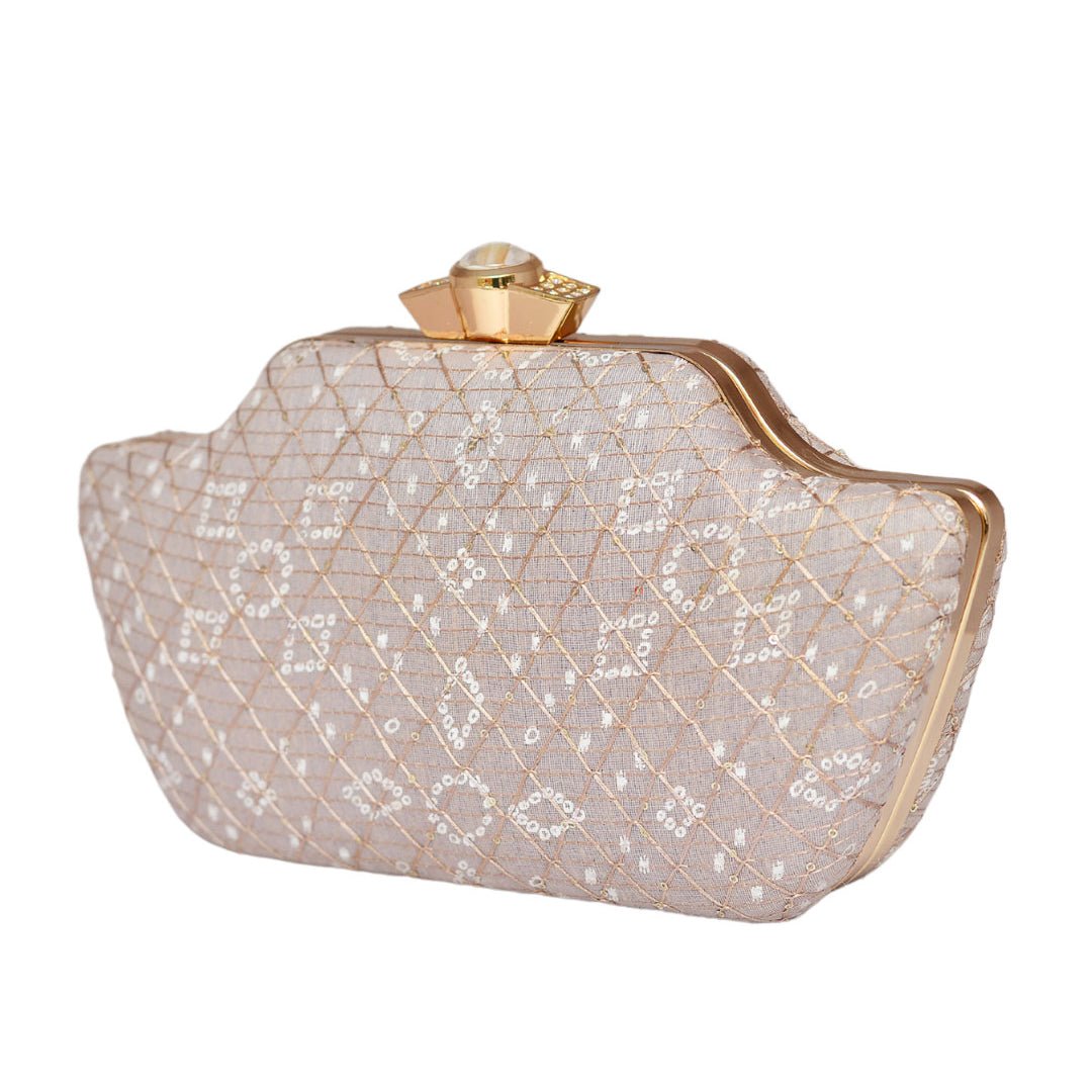 Grey Embroidered Clutch