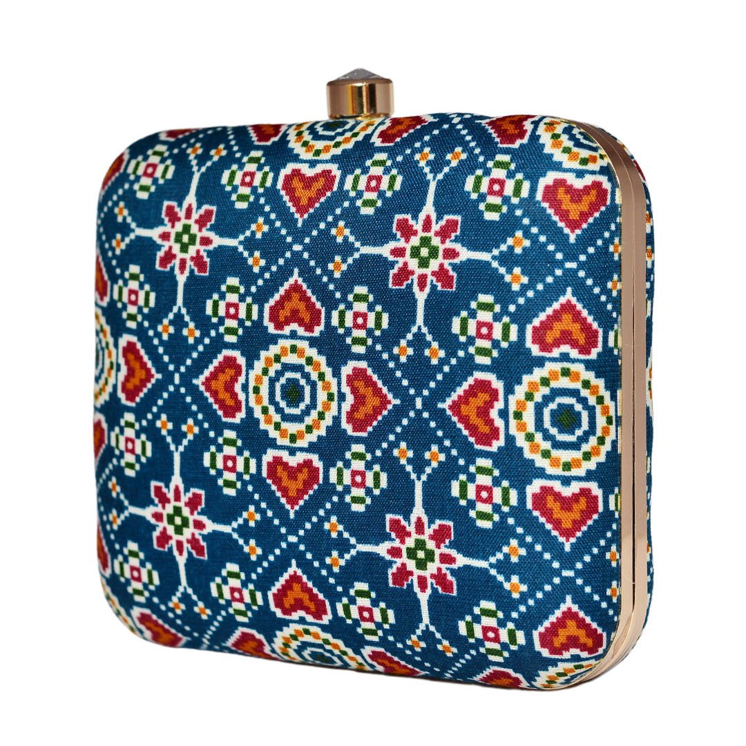 Royal Blue Symmetrical Fabric Clutch