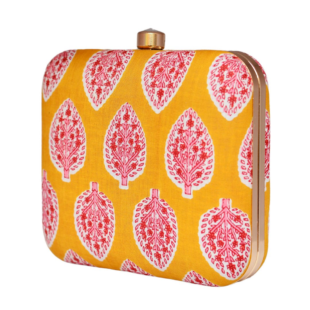 Yellow-Pink Fabric Clutch