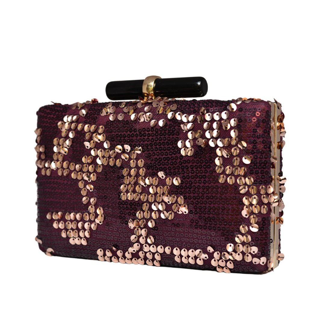 Wine Red Sequins Clutch