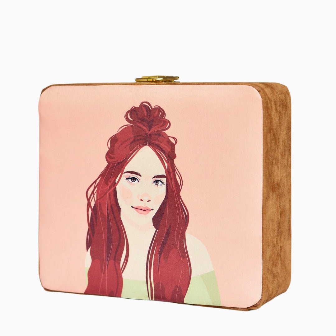 Red Hair Woman Printed MDF Clutch