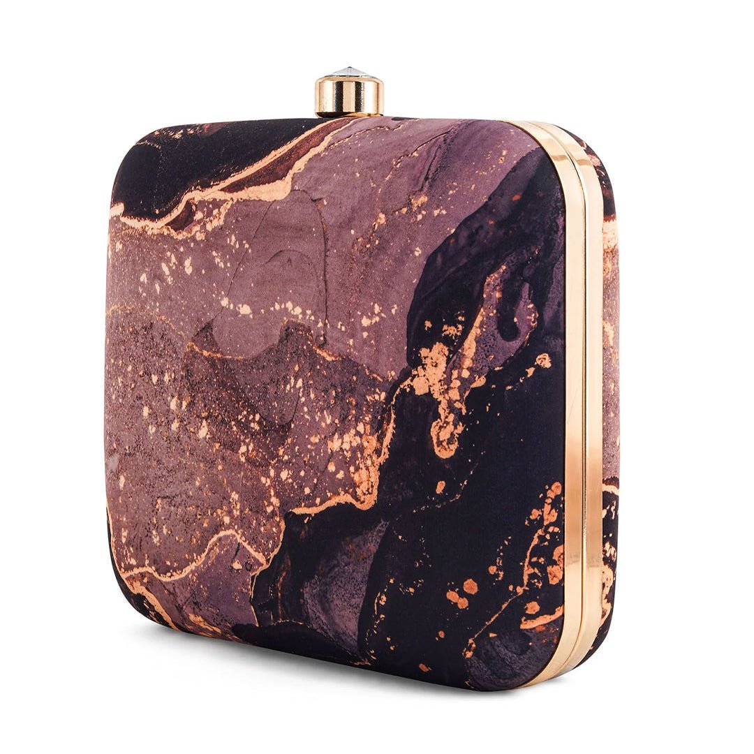 Black Resin Printed Clutch