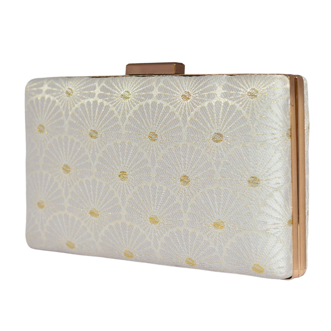White Brocade Clutch