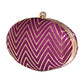 Purple Embroidered Oval Clutch