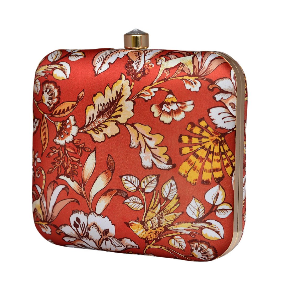 Multi Leaf Printed Clutch