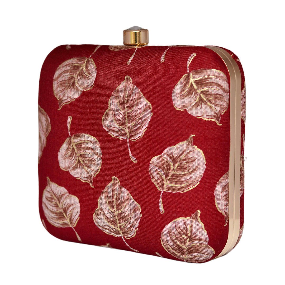 White Leaf Fabric Clutch