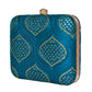 Yale Blue Embroidered Clutch
