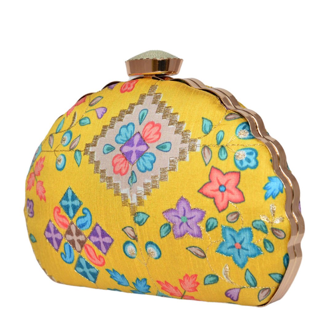 Yellow Symmetrical Moon Clutch