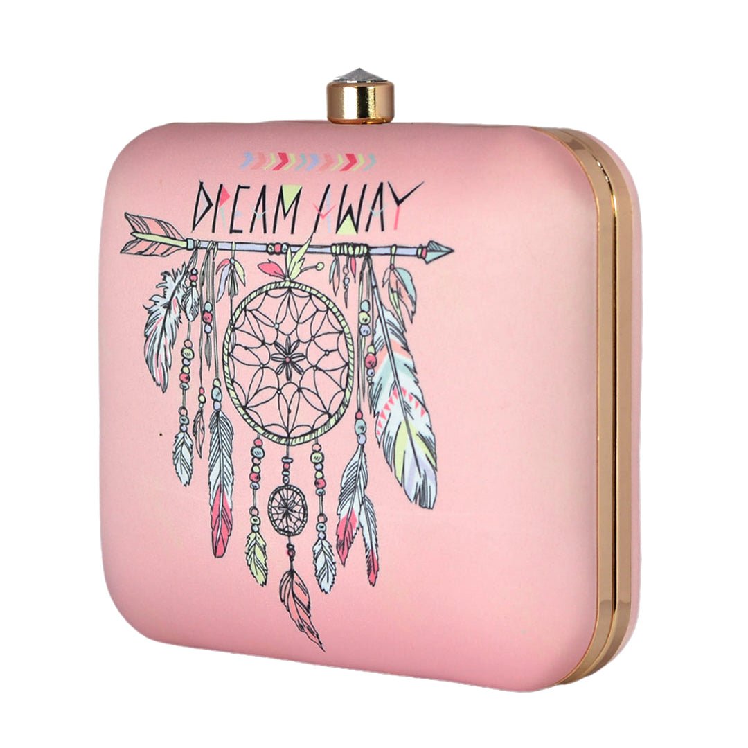 Pink Dream Catcher Printed Clutch