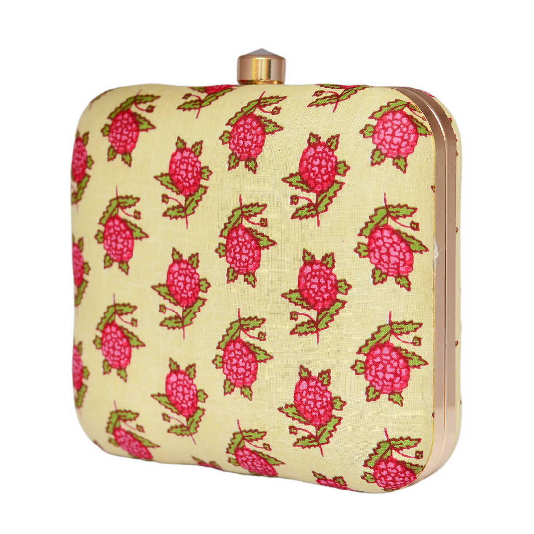 Pink Floral Fabric Clutch