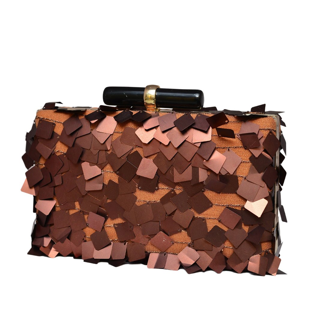 Brown Sequins Clutch