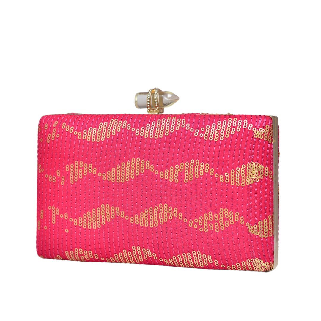 Hot Pink Sequins Clutch