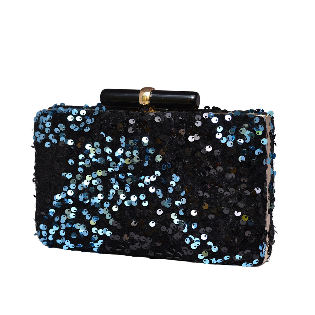 Navy sequin hotsell clutch bag