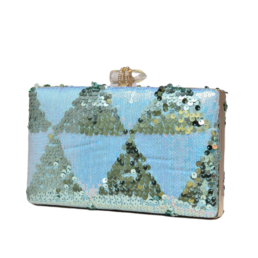 Blue sequin outlet clutch