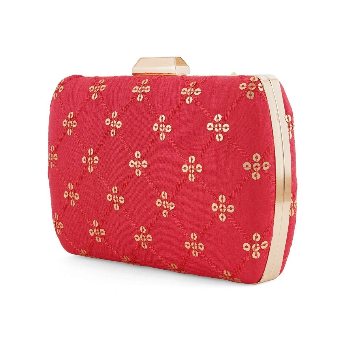 Red Embroidered Clutch