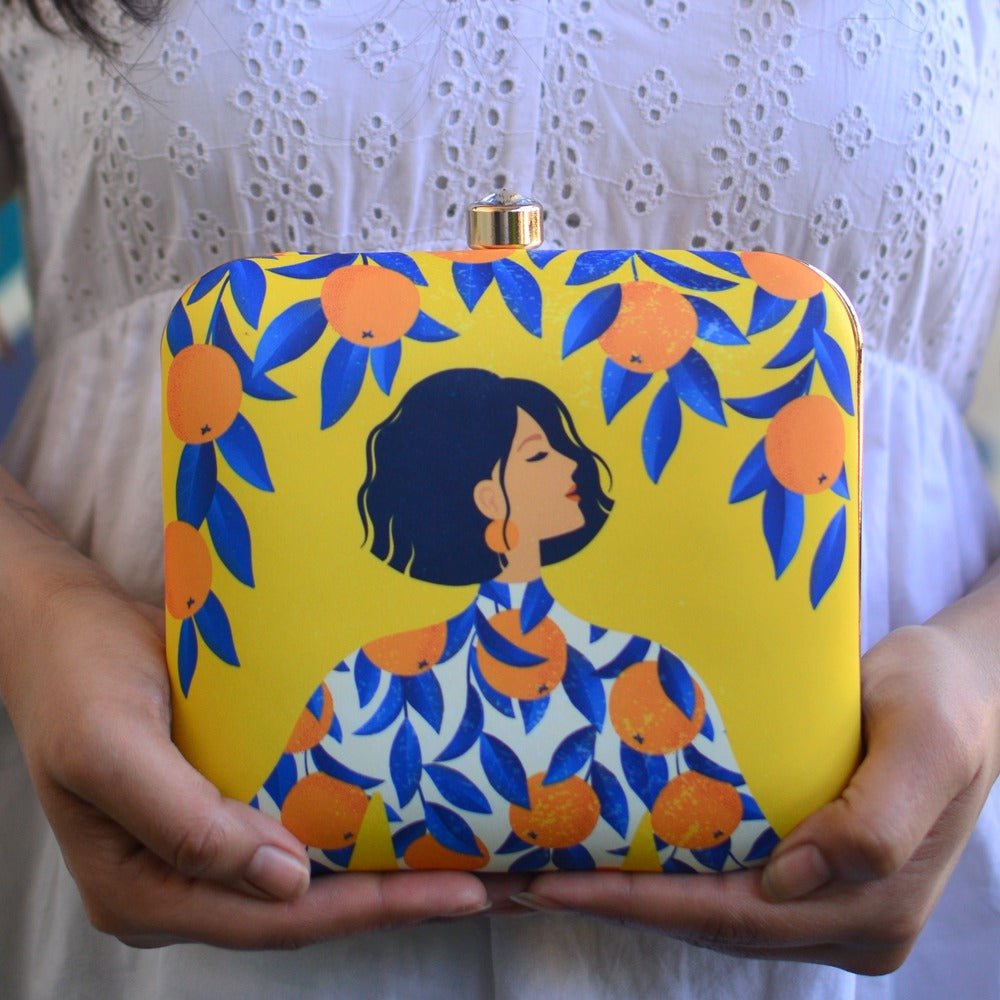 Artklim Orange Girl Printed Clutch