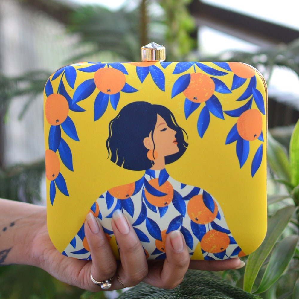 Artklim Orange Girl Printed Clutch