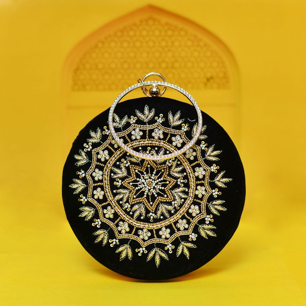 Bridal Black Embroidery Clutch Bag – Artklim