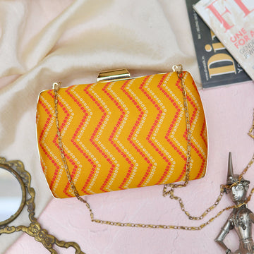 Yellow Zigzag Fabric Clutch