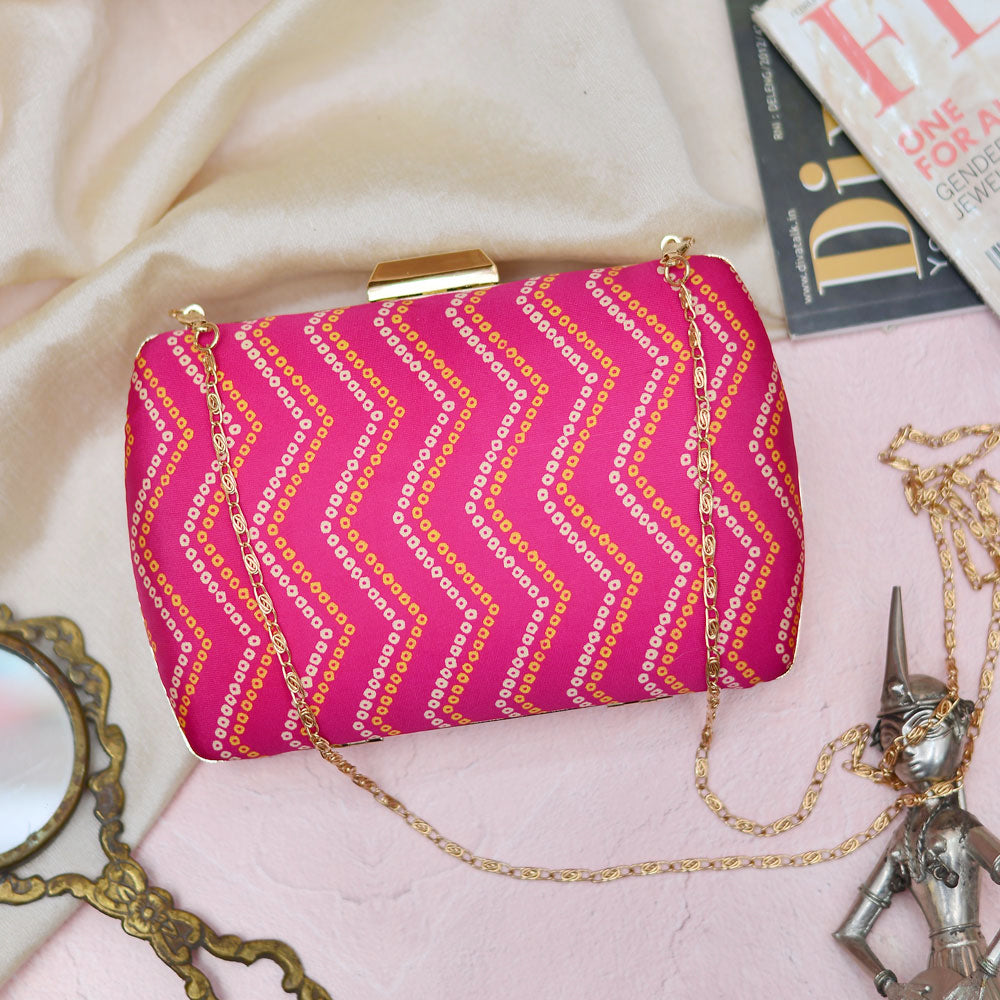 Pink Zigzag Fabric Clutch