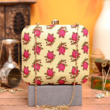 Pink Floral Fabric Clutch