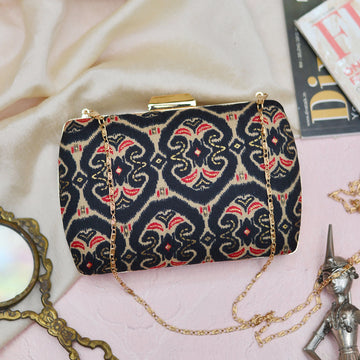 Black-Red Fabric Clutch