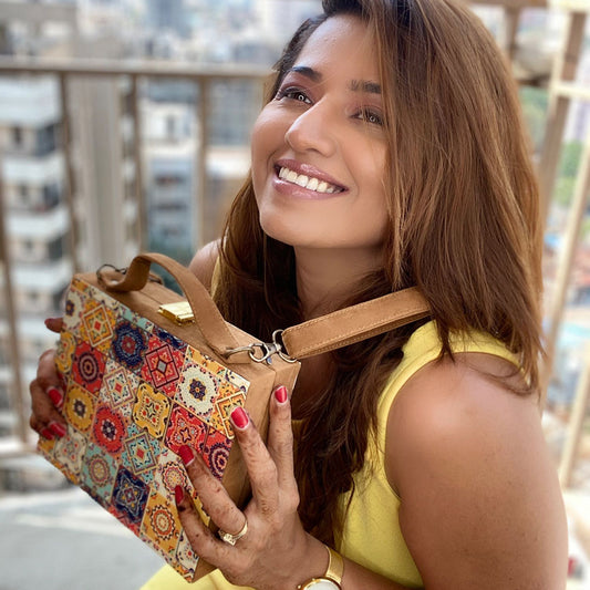 Moroccan Tiles Printed Suitcase Style Clutch Bag