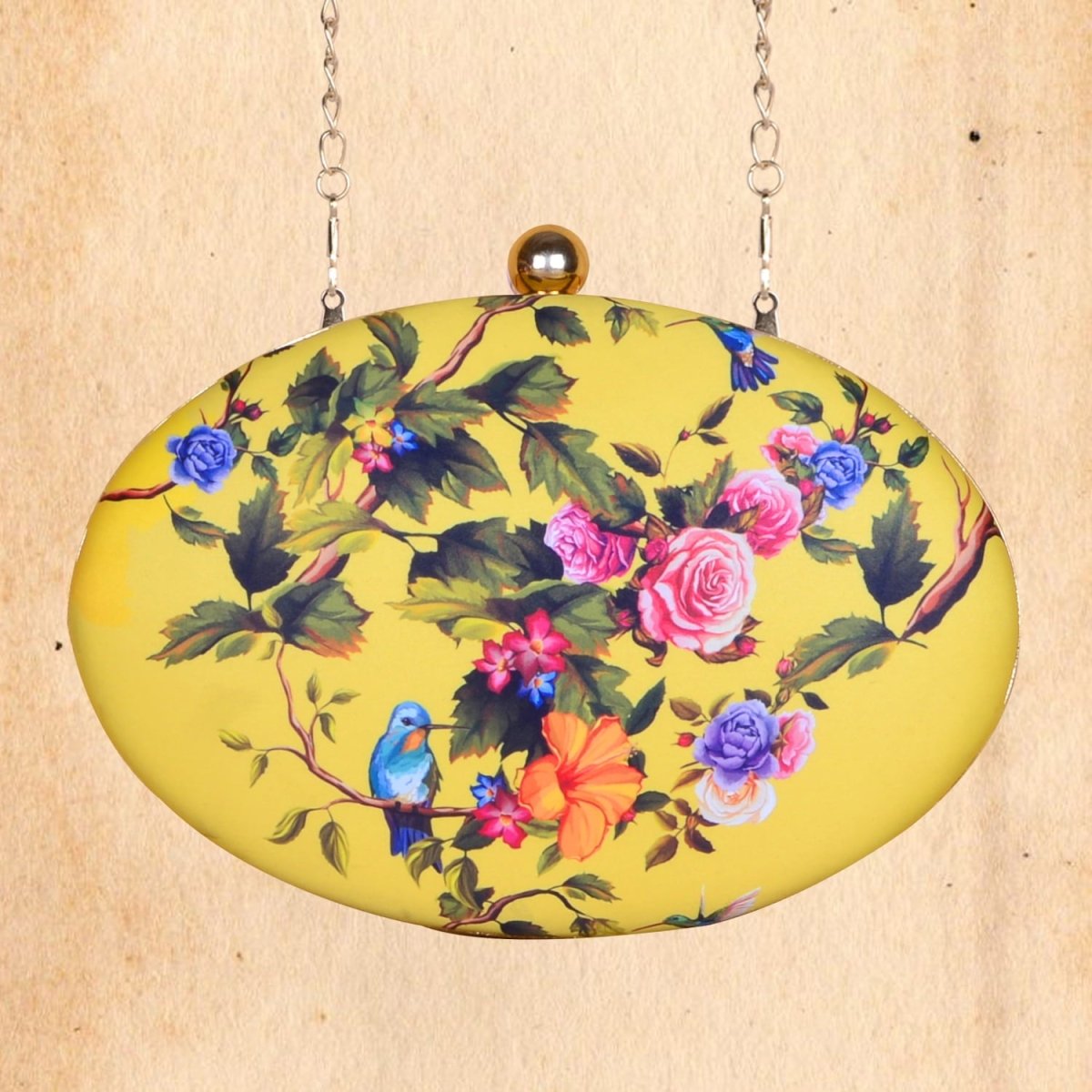 Artklim Yellow Birds Floral Clutch